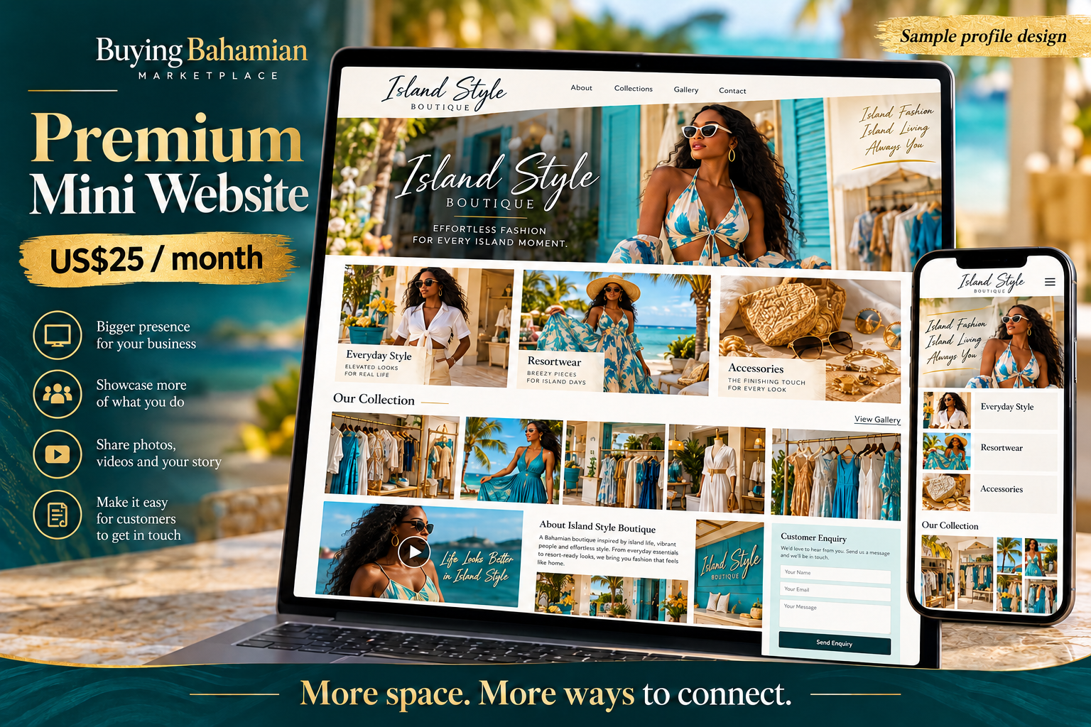 Premium Mini Website design preview at US$25 per month