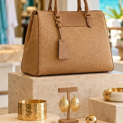 Woven handbag and jewellery
