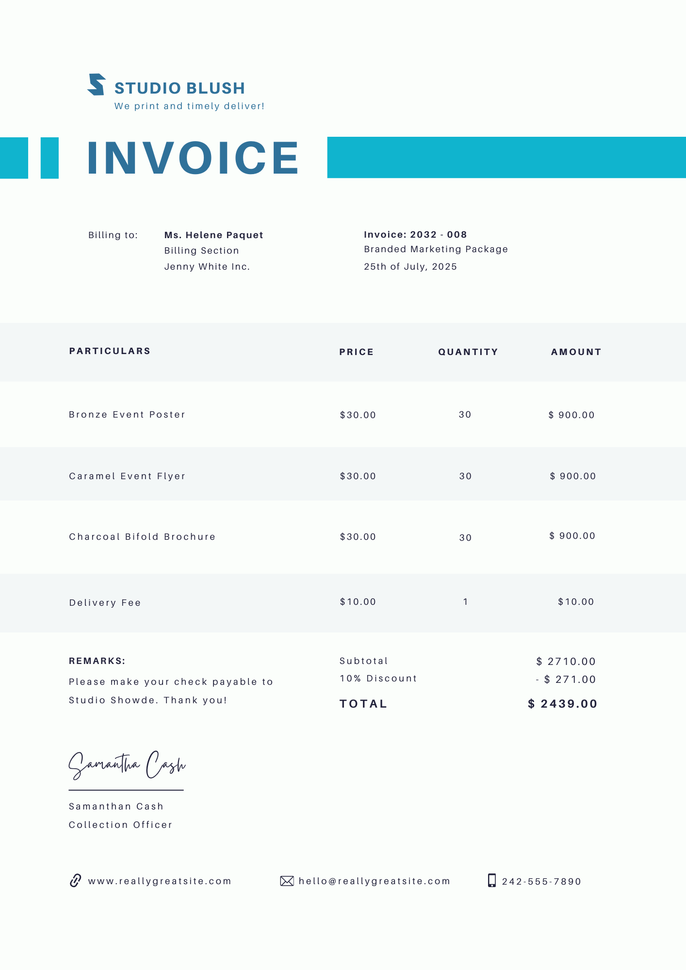 Blue/Silver Geometric Invoice Template
