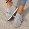 Lace Up Mesh Flats Shoes For Women