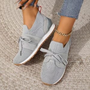 Lace Up Mesh Flats Shoes For Women